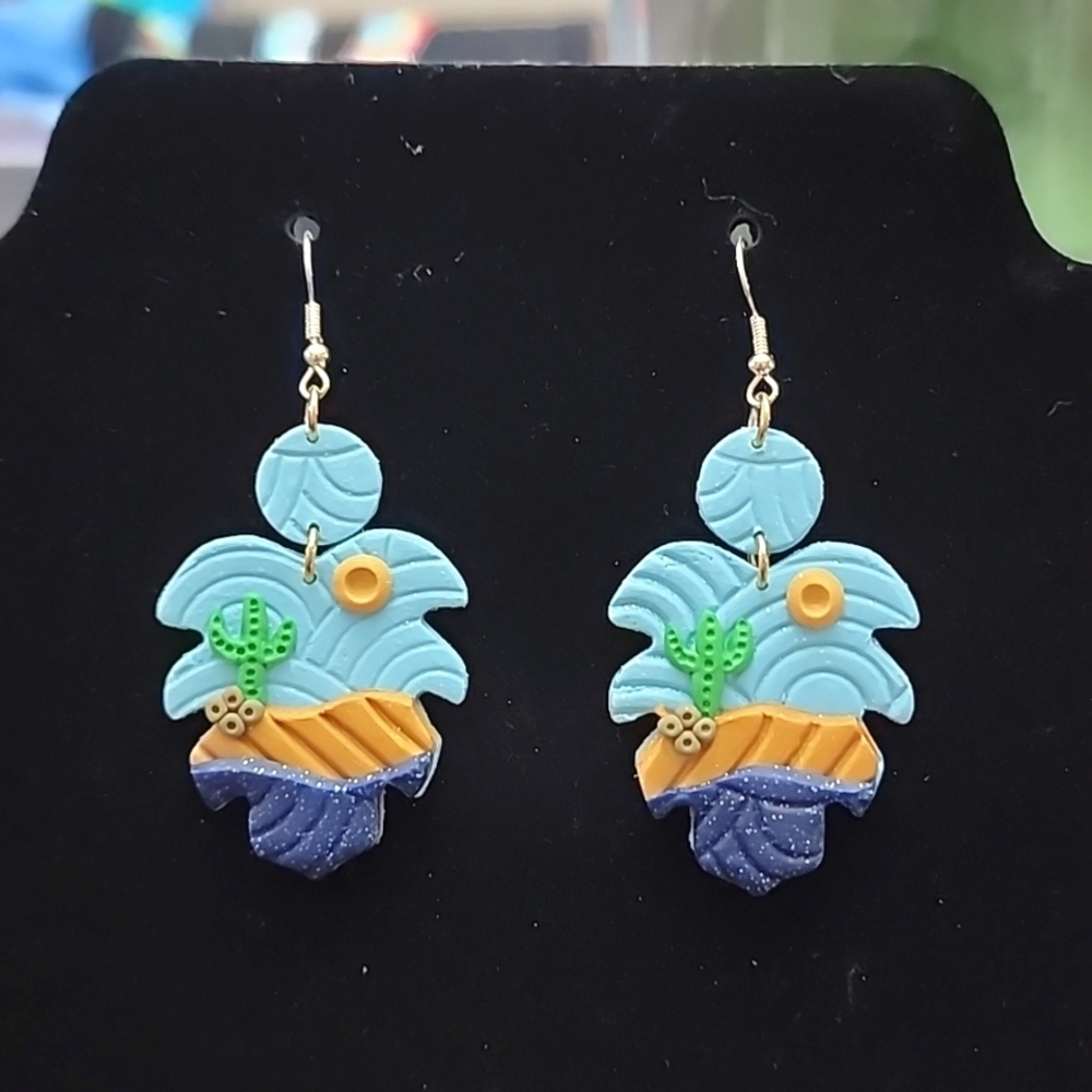 Beachy Palm Clay Polymer Earrings